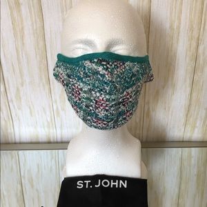 NWT St. John Fringe Knit Mask in green/multi